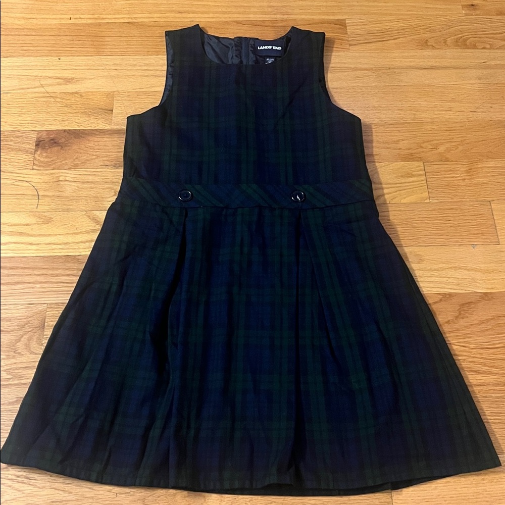 Lands' End Classic Navy and Evergreen Plaid Jumper